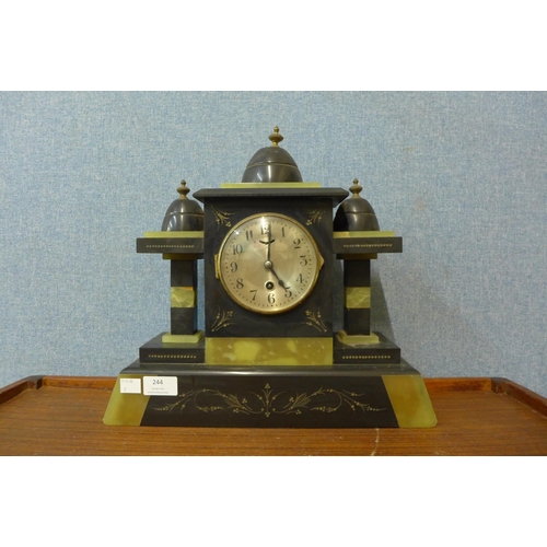 244 - A 19th Century French Belge noir mantel clock