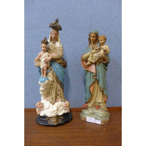 246 - Two early 20th Century French painted plaster ecclesiastical figures