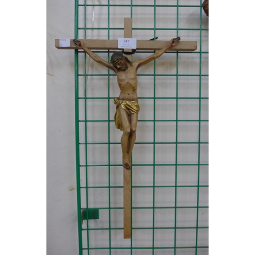 247 - A French carved wood crucifix