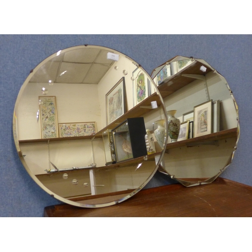 266 - Two circular bevelled edge mirrors