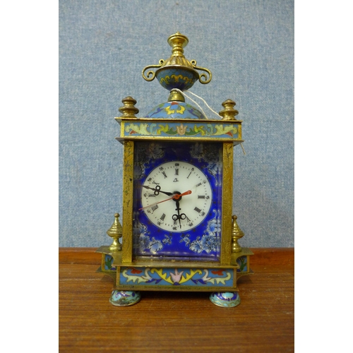 271 - A French style gilt metal and champleve enamelled timepiece