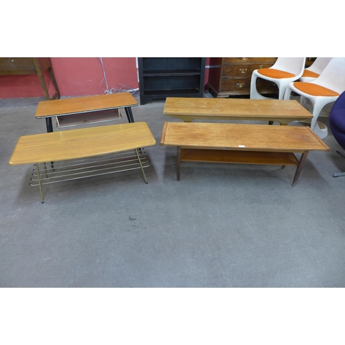 32C - Three teak coffee tables and one other