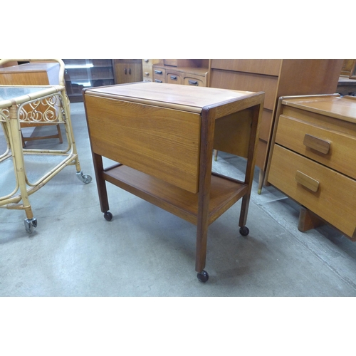 32D - A teak drop-leaf cocktail trolley