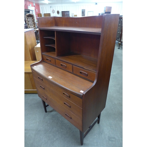 36 - A Danish teak secretary chest of drawers