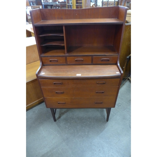 36 - A Danish teak secretary chest of drawers