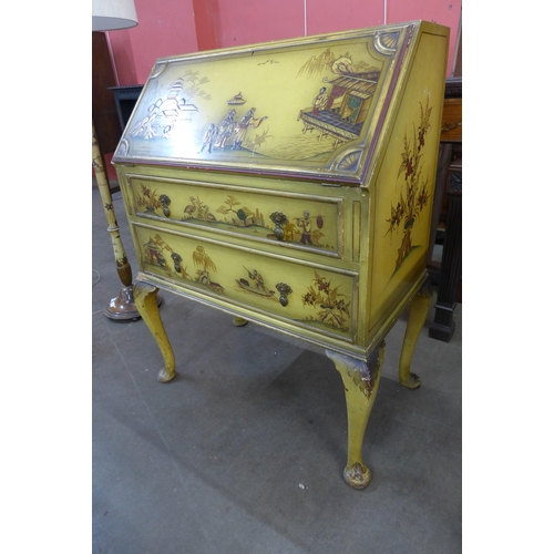 75 - A cream Japanned bureau de dame