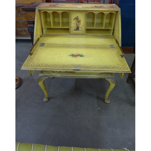 75 - A cream Japanned bureau de dame