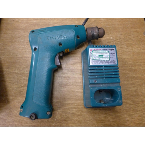 2070 - Mikita cordless drill 60100 with charger, Marksman rotary tool 68148C, RSE grips, Taskmaster automot... 