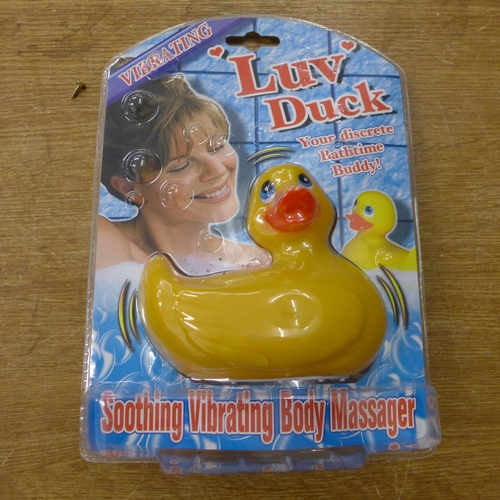 2083 - Six Love Ducks vibrating rubber duck massagers, boxed