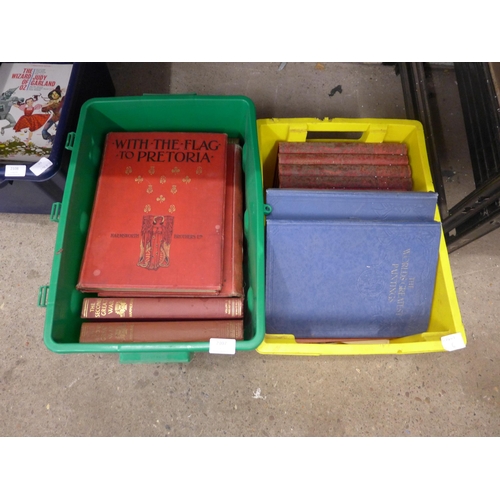 2107 - Two boxes of Army/War books, etc., including two With The Flag To Pretoria