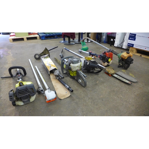 2229 - A quantity of powered garden tools including Ryobi Line Trimmer, Qualcast Moline B43 Auto Line Strim... 