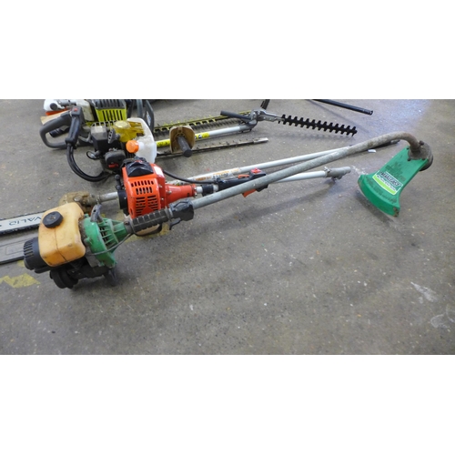 2229 - A quantity of powered garden tools including Ryobi Line Trimmer, Qualcast Moline B43 Auto Line Strim... 