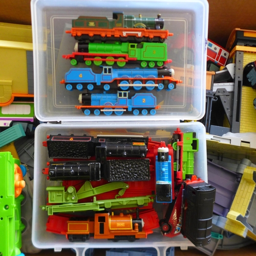 2257 - A quantity of wooden toy train track, Thomas the Tank Engine and other train related toys