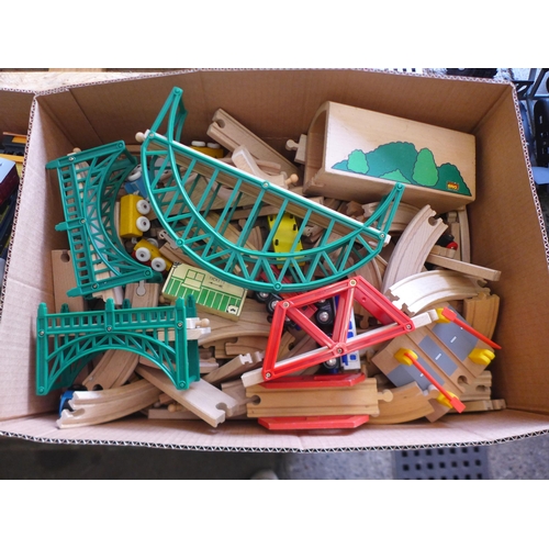 2257 - A quantity of wooden toy train track, Thomas the Tank Engine and other train related toys