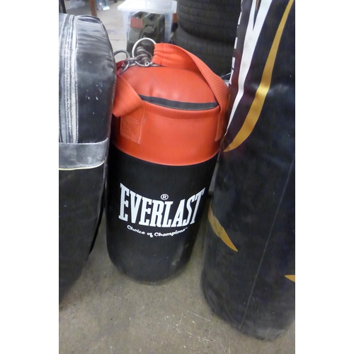 2324 - Three punch bags and a kick pad