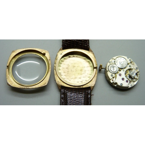 1077 - A 9ct gold Rolex wristwatch with a cushion case, the 27mm case hallmarked London 1944