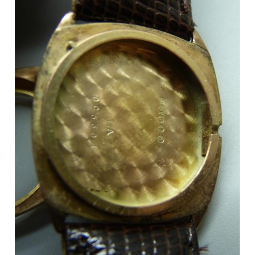 1077 - A 9ct gold Rolex wristwatch with a cushion case, the 27mm case hallmarked London 1944