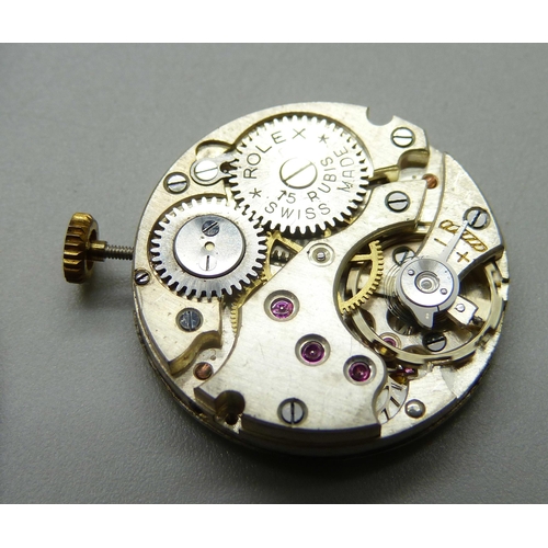 1077 - A 9ct gold Rolex wristwatch with a cushion case, the 27mm case hallmarked London 1944