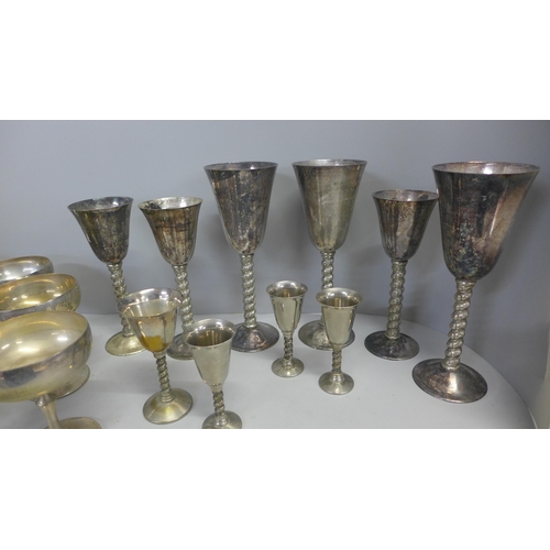 1102 - A collection of silver plated goblets **PLEASE NOTE THIS LOT IS NOT ELIGIBLE FOR POSTING AND PACKING... 