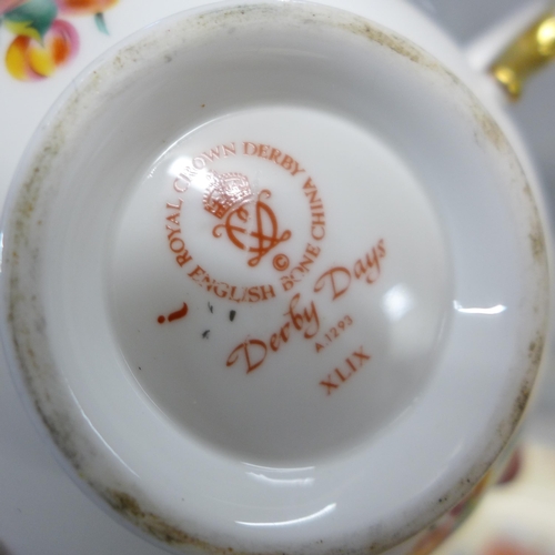 1104 - Two Royal Crown Derby Derby Days soup dishes and saucers, seconds, Royal Doulton Bunnykins, (6 items... 