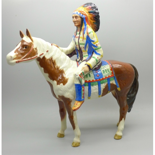 601 - A Beswick 'Red Indian' on horseback, gloss finish, model 1391