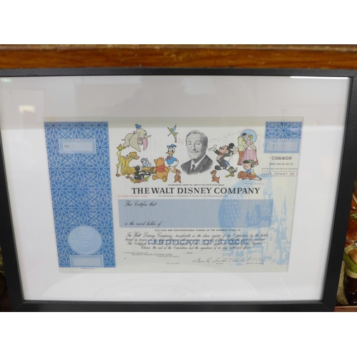 604 - A Walt Disney specimen stock certificate, NYSE, framed