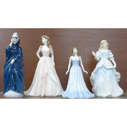 608 - Three Royal Doulton figures and a Coalport figure