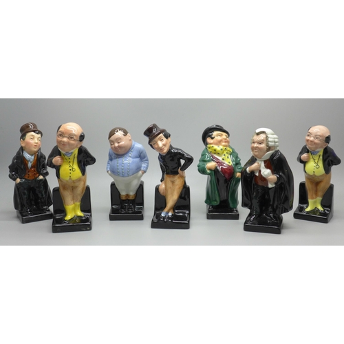 621 - Seven Royal Doulton Dickens character figures, Artful Dodger a/f