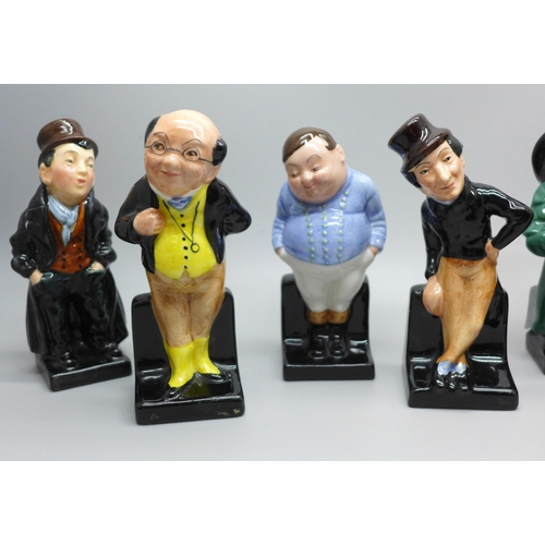 621 - Seven Royal Doulton Dickens character figures, Artful Dodger a/f