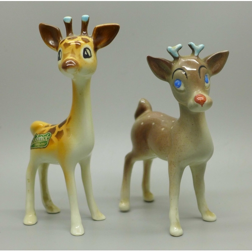 626 - A Beswick deer and giraffe