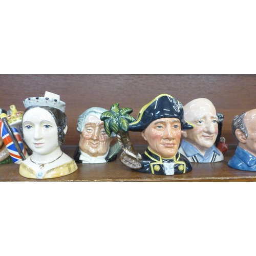 631 - Ten Royal Doulton character jugs including Henry Cooper, Prince Albert and Queen Victoria