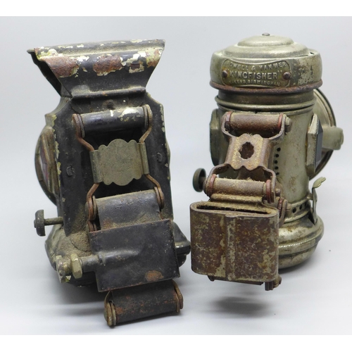 641A - Two cycle lamps, H Miller & Co. and Powell & Hammer Kingfisher