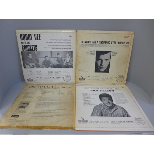 662 - Four 1960s LP records including Bobby Vee and the Crickets, Brenda Lee and Rick Nelson