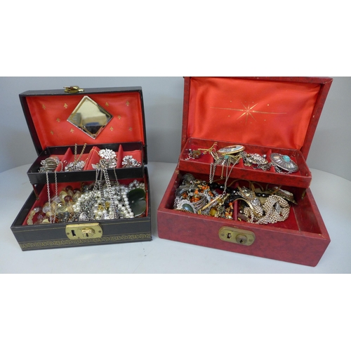 668 - Two boxes of costume jewellery