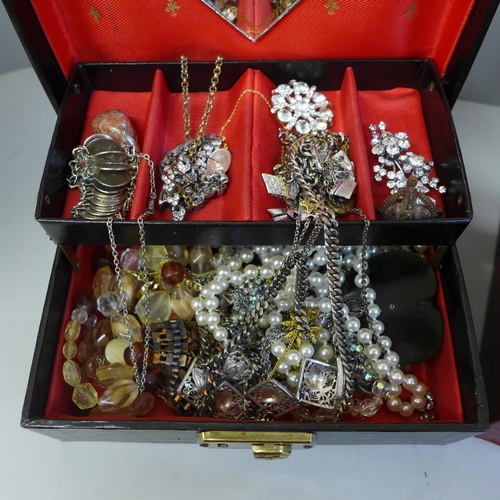 668 - Two boxes of costume jewellery