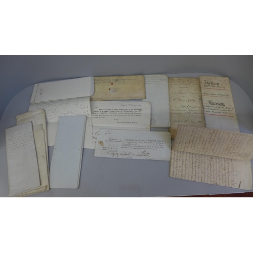 695 - Assorted 18th and 19th Century ephemera, mainly legal documents including indentures from 1719