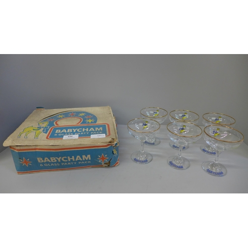 696 - A set of six Babycham glasses, boxed