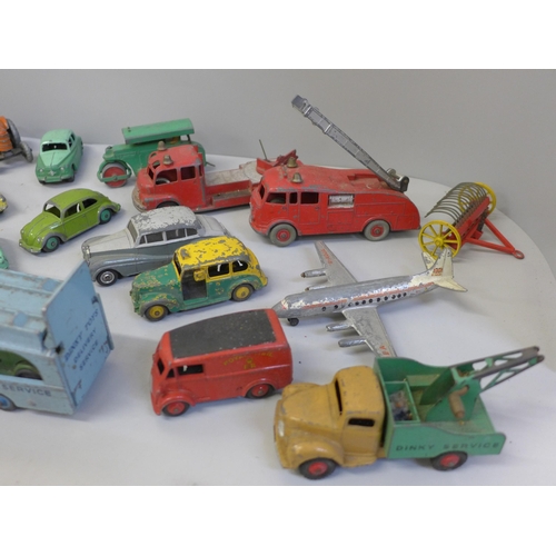 718 - A collection of Dinky Toys and Dinky Supertoys including Carrimore Car Transporter, Rolls Royce, Roy... 