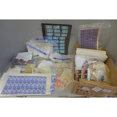 722 - Stamps; a box of GB stamps, covers, etc.