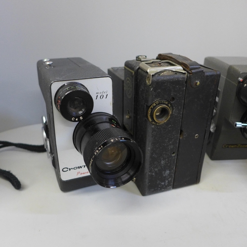 736 - Six cine cameras; Midas, Bolex, Crown 8, Siemens and Crown 101