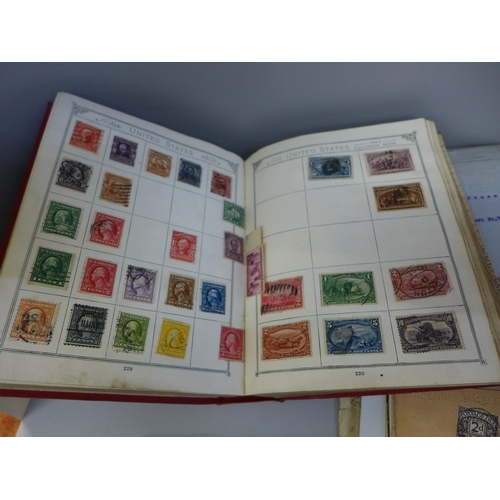 744 - Stamps; The Lincoln Stamp Album with a collection of 19th Century worldwide stamps, also a collectio... 