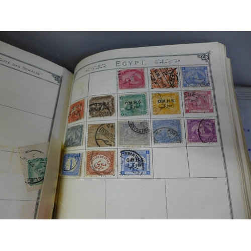 744 - Stamps; The Lincoln Stamp Album with a collection of 19th Century worldwide stamps, also a collectio... 