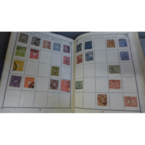 744 - Stamps; The Lincoln Stamp Album with a collection of 19th Century worldwide stamps, also a collectio... 