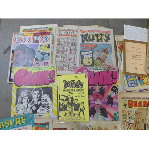 749 - A collection of comics including Solo, Tornado, Radio Fun, Comic Cuts, The Topper, etc.