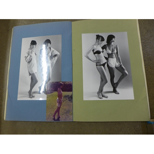 783 - Two late 1970's albums of fashion students' drawings of dresses, swimwear and underwear, with accomp... 