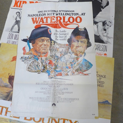 798 - Six film quad posters, Kid Rodeco, Drums of Africa, The Legend of Frenchie King, The Bounty, etc.