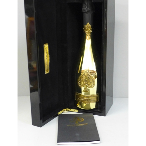 807 - A bottle of Armand de Brignac champagne in a velvet lined box