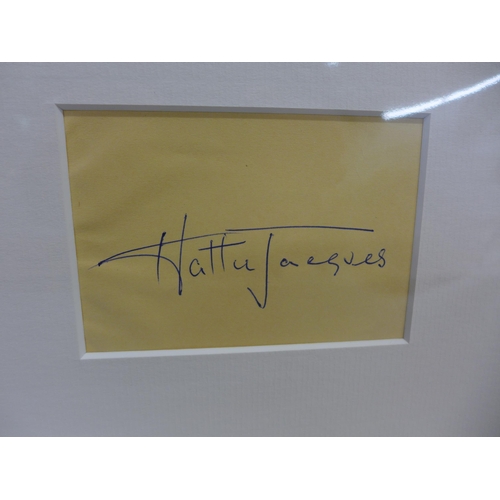 816 - Carry On autographs; Sid James and Hattie Jacques signed display