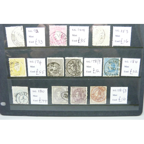 832 - Stamps; a stock card of early Portugal stamps