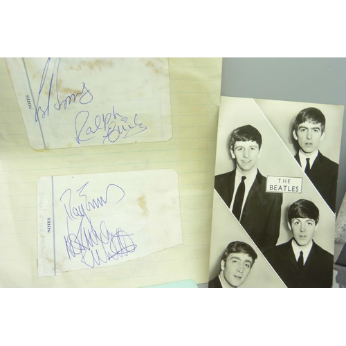 834 - Pop autographs including Billy Fury, Duane Eddy, Swinging Blue Jeans, Cilla Black, etc.